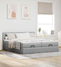 Ottoman-Bett mit Matratzen Hellgrau 160x200 cm Stoff