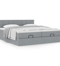 Ottoman-Bett mit Matratzen Hellgrau 160x200 cm Stoff