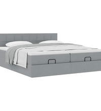 Ottoman-Bett mit Matratzen Hellgrau 160x200 cm Stoff
