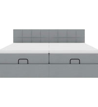 Ottoman-Bett mit Matratzen Hellgrau 160x200 cm Stoff