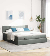 Ottoman-Bett mit Matratzen Dunkelgrau 160x200 cm Stoff