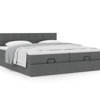Ottoman-Bett mit Matratzen Dunkelgrau 160x200 cm Stoff