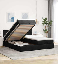 Ottoman-Bett mit Matratzen Schwarz 160x200 cm Stoff