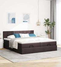 Ottoman-Bett mit Matratzen Dunkelbraun 160x200 cm Stoff
