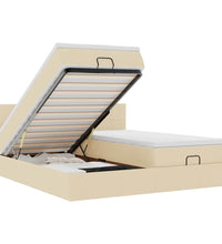 Ottoman-Bett mit Matratzen Creme 160x200 cm Stoff