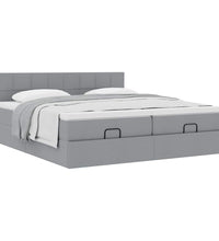 Ottoman-Bett mit Matratzen Hellgrau 180x200 cm Stoff