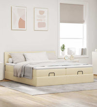 Ottoman-Bett mit Matratzen Creme 180x200 cm Stoff