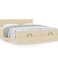 Ottoman-Bett mit Matratzen Creme 180x200 cm Stoff
