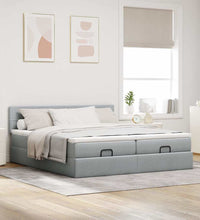 Ottoman-Bett mit Matratzen Hellgrau 200x200 cm Stoff