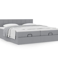 Ottoman-Bett mit Matratzen Hellgrau 200x200 cm Stoff