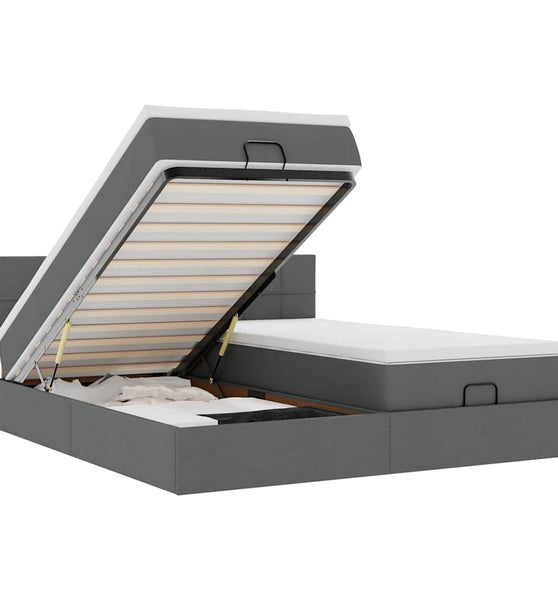 Ottoman-Bett mit Matratzen Dunkelgrau 200x200 cm Stoff