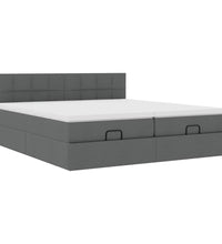 Ottoman-Bett mit Matratzen Dunkelgrau 200x200 cm Stoff