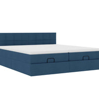 Ottoman-Bett mit Matratzen Blau 200x200 cm Stoff