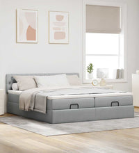 Ottoman-Bett mit Matratzen Hellgrau 160x200 cm Stoff