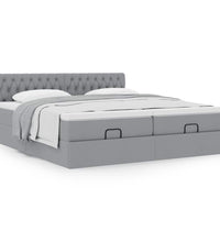 Ottoman-Bett mit Matratzen Hellgrau 160x200 cm Stoff