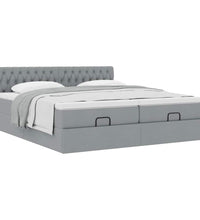 Ottoman-Bett mit Matratzen Hellgrau 160x200 cm Stoff