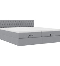 Ottoman-Bett mit Matratzen Hellgrau 160x200 cm Stoff