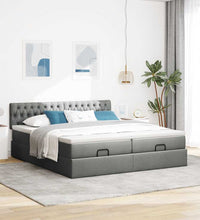 Ottoman-Bett mit Matratzen Dunkelgrau 160x200 cm Stoff