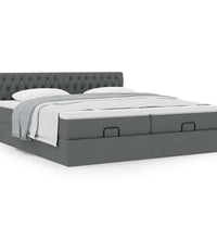 Ottoman-Bett mit Matratzen Dunkelgrau 160x200 cm Stoff
