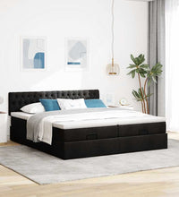 Ottoman-Bett mit Matratzen Schwarz 160x200 cm Stoff