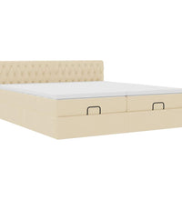 Ottoman-Bett mit Matratzen Creme 160x200 cm Stoff