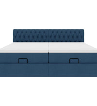 Ottoman-Bett mit Matratzen Blau 160x200 cm Stoff