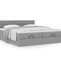 Ottoman-Bett mit Matratzen Hellgrau 180x200 cm Stoff