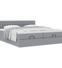 Ottoman-Bett mit Matratzen Hellgrau 180x200 cm Stoff