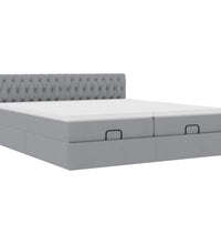 Ottoman-Bett mit Matratzen Hellgrau 180x200 cm Stoff