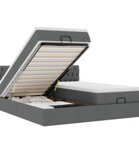 Ottoman-Bett mit Matratzen Dunkelgrau 180x200 cm Stoff