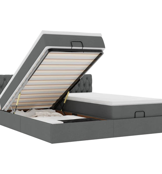 Ottoman-Bett mit Matratzen Dunkelgrau 180x200 cm Stoff