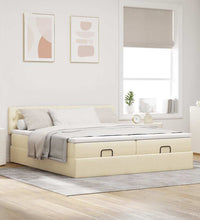 Ottoman-Bett mit Matratzen Creme 180x200 cm Stoff