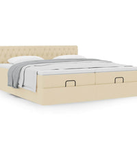 Ottoman-Bett mit Matratzen Creme 180x200 cm Stoff