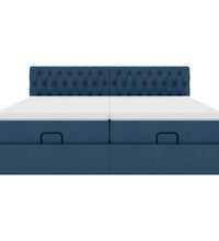 Ottoman-Bett mit Matratzen Blau 180x200 cm Stoff