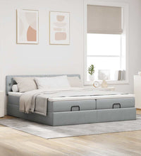 Ottoman-Bett mit Matratzen Hellgrau 200x200 cm Stoff