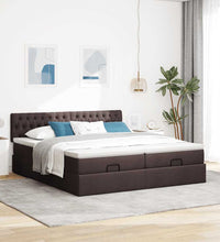 Ottoman-Bett mit Matratzen Dunkelbraun 200x200 cm Stoff