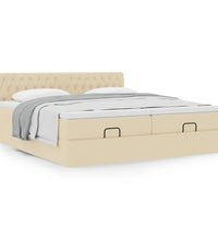 Ottoman-Bett mit Matratzen Creme 200x200 cm Stoff