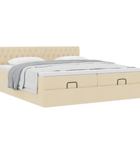 Ottoman-Bett mit Matratzen Creme 200x200 cm Stoff