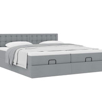 Ottoman-Bett mit Matratzen Hellgrau 160x200 cm Stoff
