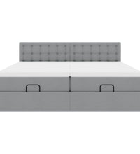 Ottoman-Bett mit Matratzen Hellgrau 160x200 cm Stoff