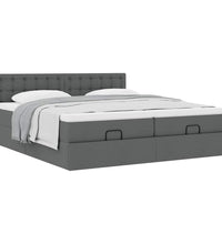 Ottoman-Bett mit Matratzen Dunkelgrau 160x200 cm Stoff