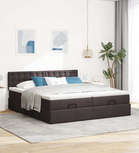 Ottoman-Bett mit Matratzen Dunkelbraun 160x200 cm Stoff