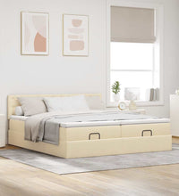Ottoman-Bett mit Matratzen Creme 160x200 cm Stoff