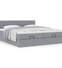 Ottoman-Bett mit Matratzen Hellgrau 180x200 cm Stoff
