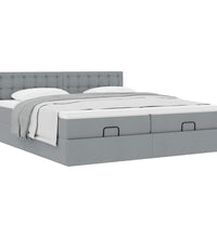 Ottoman-Bett mit Matratzen Hellgrau 180x200 cm Stoff