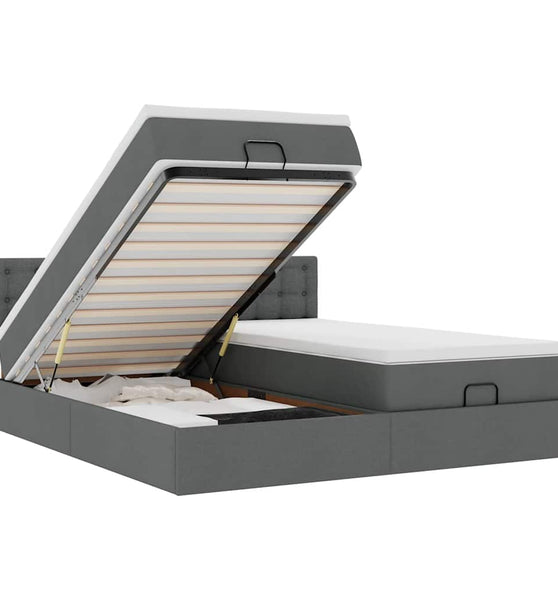 Ottoman-Bett mit Matratzen Dunkelgrau 180x200 cm Stoff