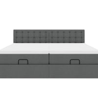 Ottoman-Bett mit Matratzen Dunkelgrau 180x200 cm Stoff