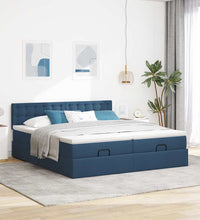 Ottoman-Bett mit Matratzen Blau 180x200 cm Stoff