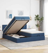 Ottoman-Bett mit Matratzen Blau 180x200 cm Stoff