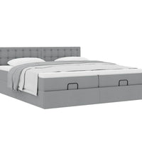 Ottoman-Bett mit Matratzen Hellgrau 200x200 cm Stoff